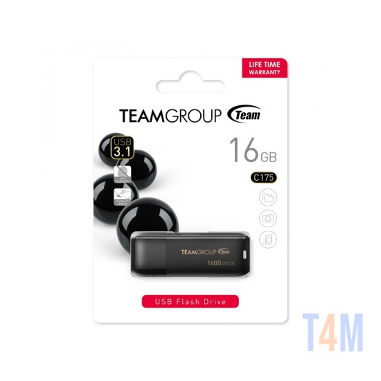 PENDRIVE TEAM GROUP C175 16GB USB 3.0 BLACK - TC175316GB01